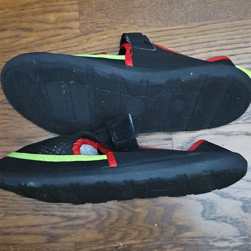 Wonder Nation Kids Black and Red Water Shoes with Neon Accents